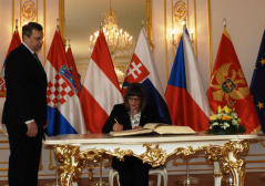 13 February 2020 National Assembly Speaker Maja Gojkovic in Bratislava, at the meeting of the parliament speakers of the Slavkov Group
